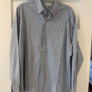 Peter Millar Blue and White Plaid Shirt
